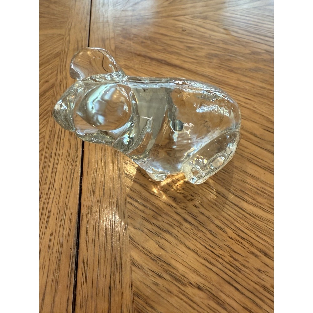 Vintage Art Clear Glass Frog Figurine Paperweight Made In Taiwan Polished Bottom